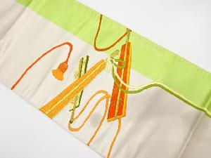 アンティーク　扇に組紐模様刺繍袋帯（材料）